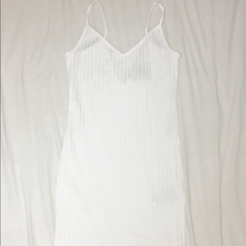 White-Ribbed Knit Dress